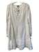 For Cynthia Size L White Cotton Round V Neck Textured Lined Dress White / L