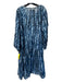 Johnny Was Workshop Size XL Blue & Navy Cotton V Neck Abstract Midi Dress Blue & Navy / XL