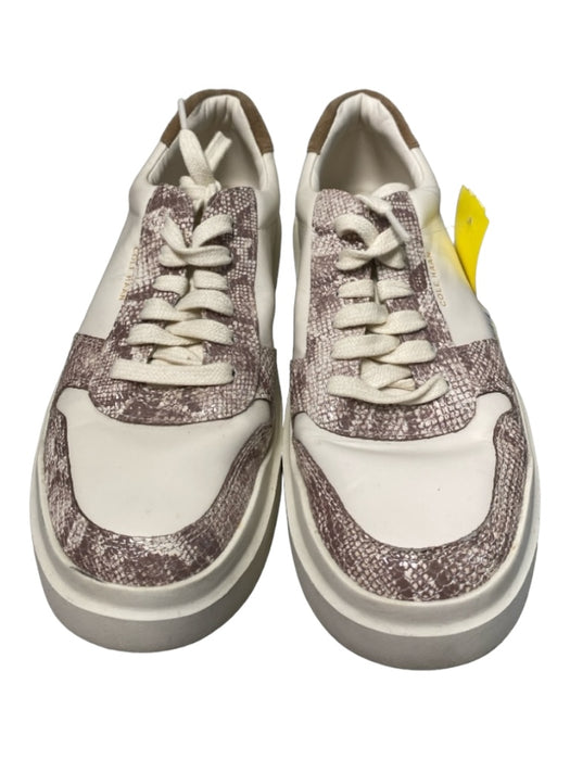 Cole Haan Shoe Size 8.5 White & Taupe Leather Animal Print lace up Sneakers White & Taupe / 8.5