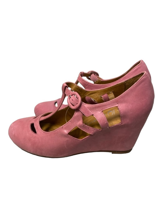 Havana Last Shoe Size 8.5 Mauve Leather Buckle Detail Side Cut Outs Wedge Shoes Mauve / 8.5