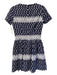 Monique Lhuillier Size 0P Navy & white Cotton Round Neck Short Sleeve Dress Navy & white / 0P