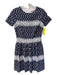 Monique Lhuillier Size 0P Navy & white Cotton Round Neck Short Sleeve Dress Navy & white / 0P