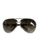 Gucci Black & Silver Plastic & Metal Aviator Chain Detail Oversize Sunglasses Black & Silver