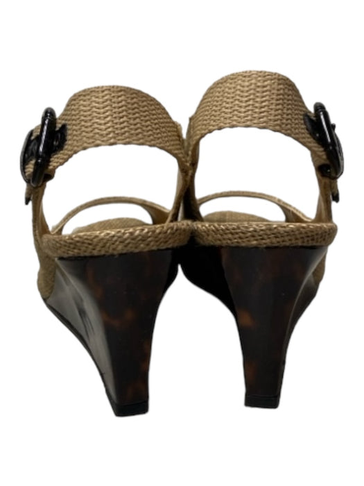 Stuart Weitzman Shoe Size 7 Brown Fabric Weave Peep Toe Slingback Shoes Brown / 7