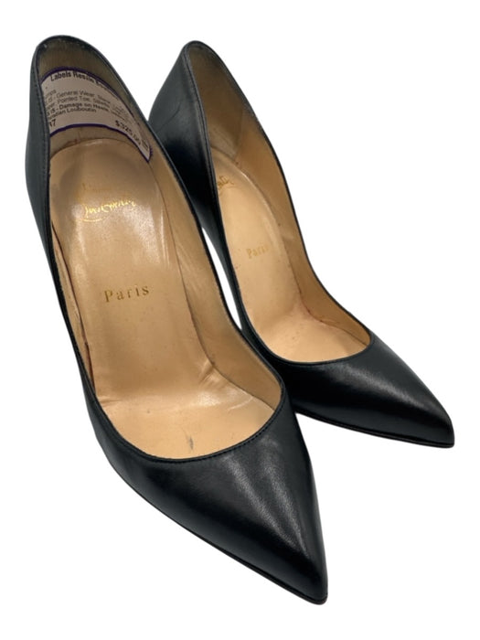 Christian Louboutin Shoe Size 37 Black Leather Upper Pointed Toe Stiletto Pumps Black / 37