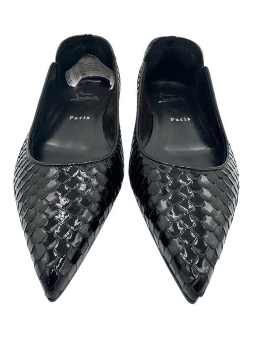Christian Louboutin Shoe Size 38 Black Leather Upper Patent Snake Scale Flats Black / 38