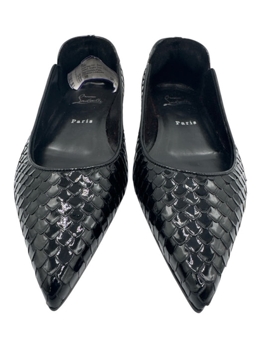 Christian Louboutin Shoe Size 38 Black Leather Upper Patent Snake Scale Flats Black / 38
