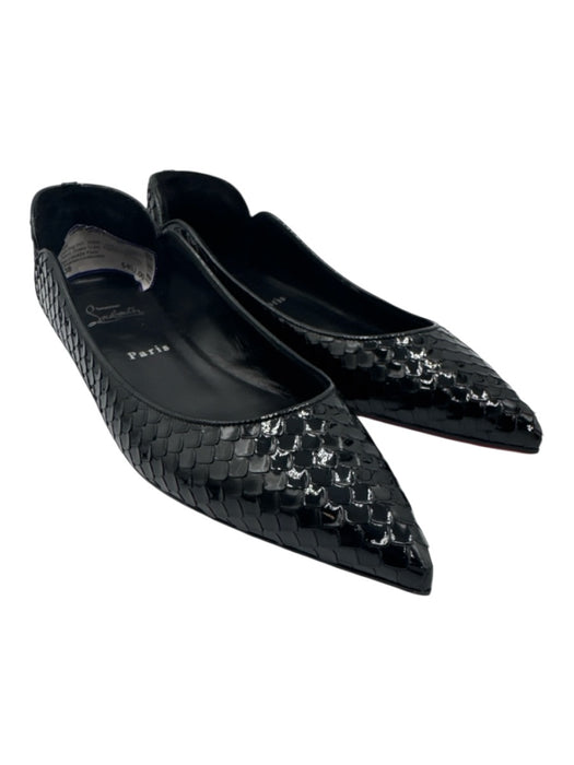 Christian Louboutin Shoe Size 38 Black Leather Upper Patent Snake Scale Flats Black / 38