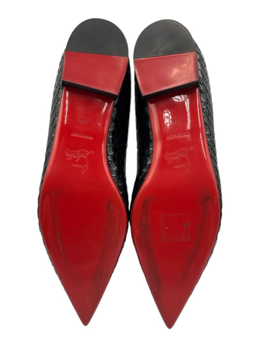 Christian Louboutin Shoe Size 38 Black Leather Upper Patent Snake Scale Flats Black / 38