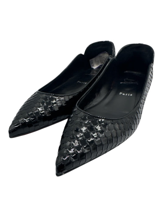 Christian Louboutin Shoe Size 38 Black Leather Upper Patent Snake Scale Flats Black / 38