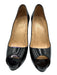 Christian Louboutin Shoe Size 37.5 Black Leather Upper Patent Peep Toe Pumps Black / 37.5