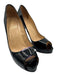Christian Louboutin Shoe Size 37.5 Black Leather Upper Patent Peep Toe Pumps Black / 37.5