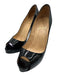 Christian Louboutin Shoe Size 37.5 Black Leather Upper Patent Peep Toe Pumps Black / 37.5