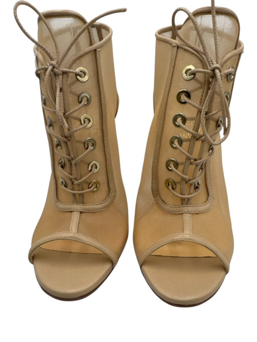 Christian Louboutin Shoe Size 37 Beige Textile & Leather Upper Mesh Booties Beige / 37