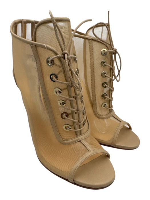 Christian Louboutin Shoe Size 37 Beige Textile & Leather Upper Mesh Booties Beige / 37