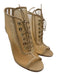 Christian Louboutin Shoe Size 37 Beige Textile & Leather Upper Mesh Booties Beige / 37