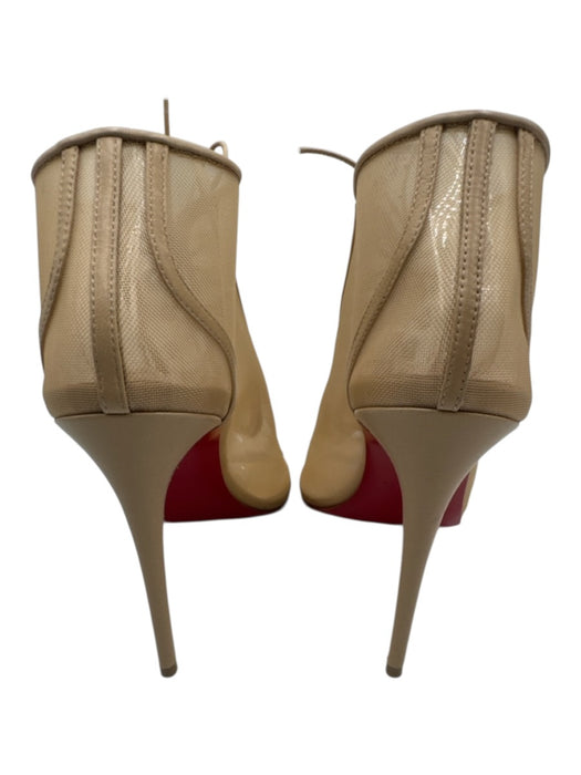 Christian Louboutin Shoe Size 37 Beige Textile & Leather Upper Mesh Booties Beige / 37