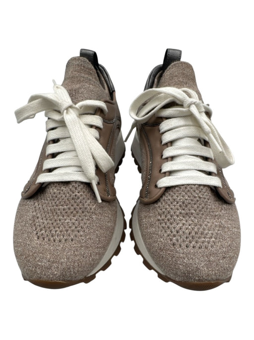 Brunello Cucinelli Shoe Size 37 Taupe Beige Textile & Leather Upper Sneakers Taupe Beige / 37