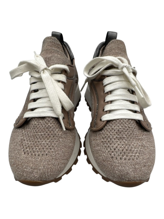 Brunello Cucinelli Shoe Size 37 Taupe Beige Textile & Leather Upper Sneakers Taupe Beige / 37