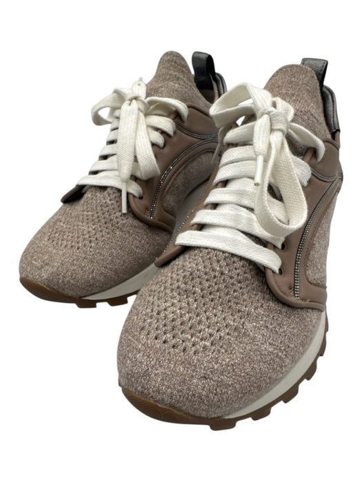 Brunello Cucinelli Shoe Size 37 Taupe Beige Textile & Leather Upper Sneakers Taupe Beige / 37