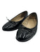 Chanel Shoe Size 37 Black Leather Upper Patent Quilted Bow Detail Flats Black / 37