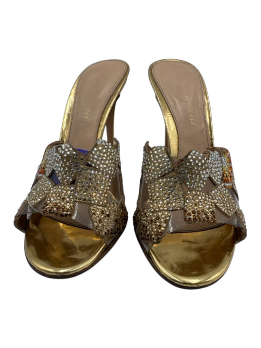 Gianvito Rossi Shoe Size 37.5 Gold, Brown & Orange Leather & PVC Upper Sandals Gold, Brown & Orange / 37.5