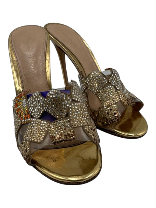 Gianvito Rossi Shoe Size 37.5 Gold, Brown & Orange Leather & PVC Upper Sandals Gold, Brown & Orange / 37.5