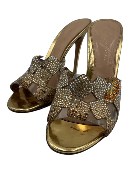 Gianvito Rossi Shoe Size 37.5 Gold, Brown & Orange Leather & PVC Upper Sandals Gold, Brown & Orange / 37.5