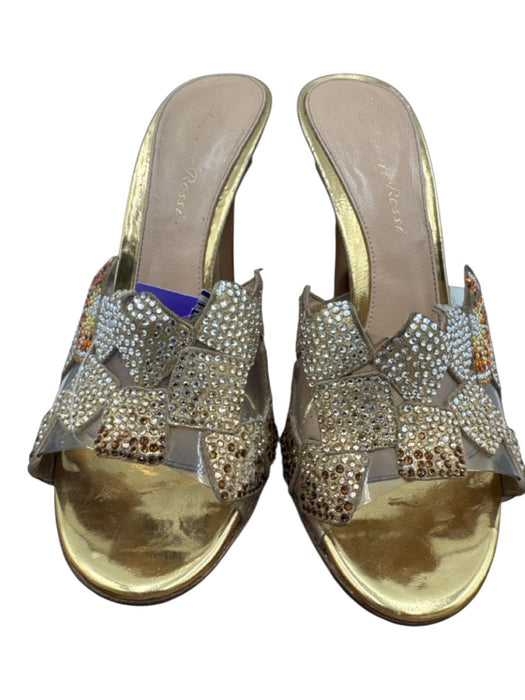 Gianvito Rossi Shoe Size 37.5 Gold, Brown & Orange Leather & PVC Upper Sandals Gold, Brown & Orange / 37.5