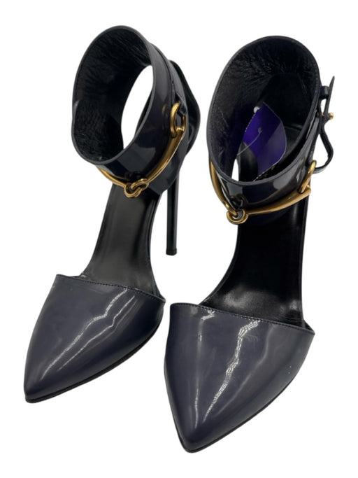 Gucci Shoe Size 36.5 Midnight blue Leather Upper Patent Pointed Toe Pumps Midnight blue / 36.5