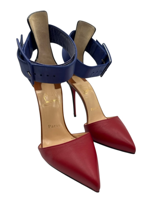 Christian Louboutin Shoe Size 37 Blue & Red Nappa Leather Pointed Toe Pumps Blue & Red / 37