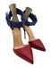 Christian Louboutin Shoe Size 37 Blue & Red Nappa Leather Pointed Toe Pumps Blue & Red / 37
