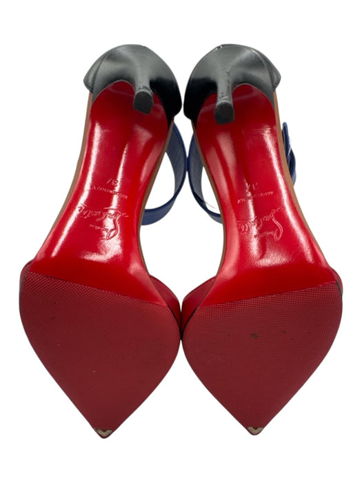 Christian Louboutin Shoe Size 37 Blue & Red Nappa Leather Pointed Toe Pumps Blue & Red / 37