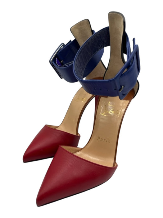 Christian Louboutin Shoe Size 37 Blue & Red Nappa Leather Pointed Toe Pumps Blue & Red / 37