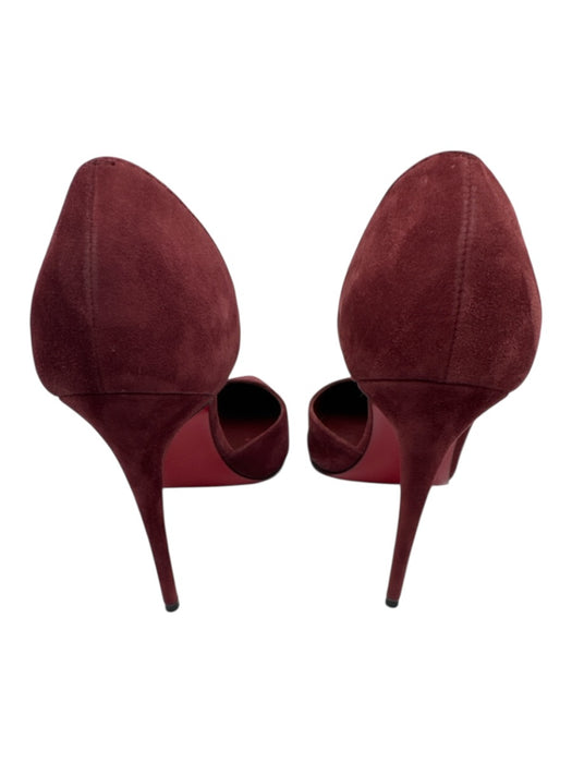 Christian Louboutin Shoe Size 37.5 Maroon Red Suede Pointed Toe Stiletto Pumps Maroon Red / 37.5