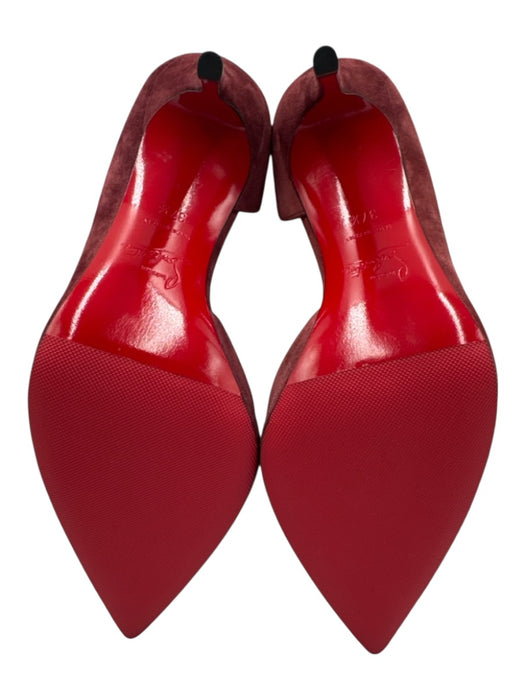 Christian Louboutin Shoe Size 37.5 Maroon Red Suede Pointed Toe Stiletto Pumps Maroon Red / 37.5