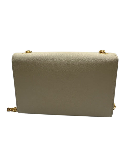 Saint Laurent Cream White Caviar Leather Magnetic  Flap Gold Hardware Bag Cream White / S