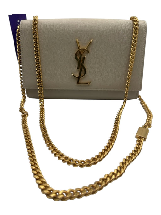 Saint Laurent Cream White Caviar Leather Magnetic  Flap Gold Hardware Bag Cream White / S