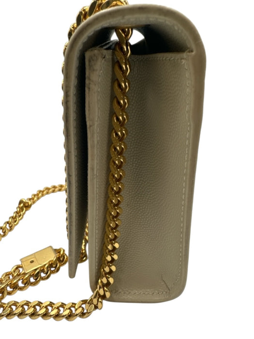 Saint Laurent Cream White Caviar Leather Magnetic  Flap Gold Hardware Bag Cream White / S