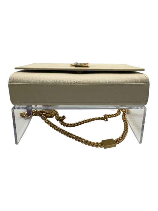 Saint Laurent Cream White Caviar Leather Magnetic  Flap Gold Hardware Bag Cream White / S