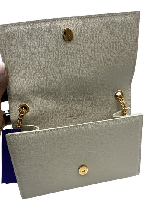 Saint Laurent Cream White Caviar Leather Magnetic  Flap Gold Hardware Bag Cream White / S