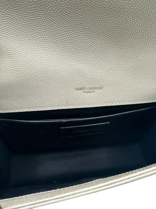 Saint Laurent Cream White Caviar Leather Magnetic  Flap Gold Hardware Bag Cream White / S