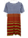 Marni Size XS White, Blue, Red & Gold Cotton Striped Short Sleeve Dress White, Blue, Red & Gold / XS