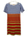 Marni Size XS White, Blue, Red & Gold Cotton Striped Short Sleeve Dress White, Blue, Red & Gold / XS