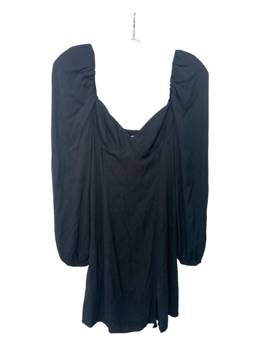 Wilfred Size S Black Viscose Blend Cupped Smocked Back Long Sleeve Mini Dress Black / S