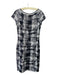 St. John Size 6 Black & White Wool Blend Scoop Neck Abstract Print Knit Dress Black & White / 6