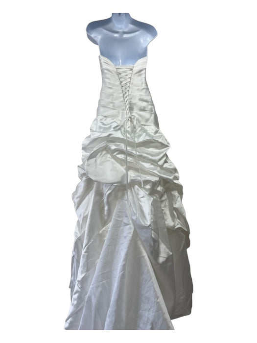 Demetrios Size 6 White Satin & Beading Strapless Sweetheart Neckline Dress White / 6