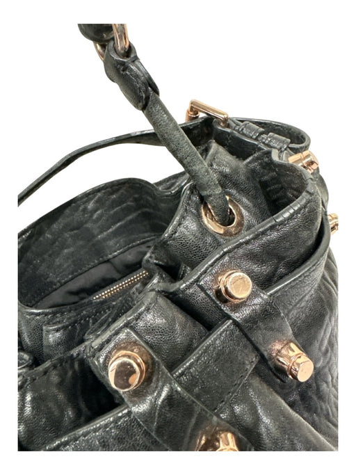 Alexander Wang Black Leather Embossed Stud Detail Rose gold hardware Bag Black / M