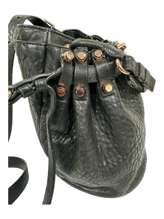 Alexander Wang Black Leather Embossed Stud Detail Rose gold hardware Bag Black / M