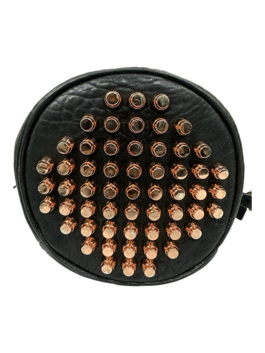 Alexander Wang Black Leather Embossed Stud Detail Rose gold hardware Bag Black / M